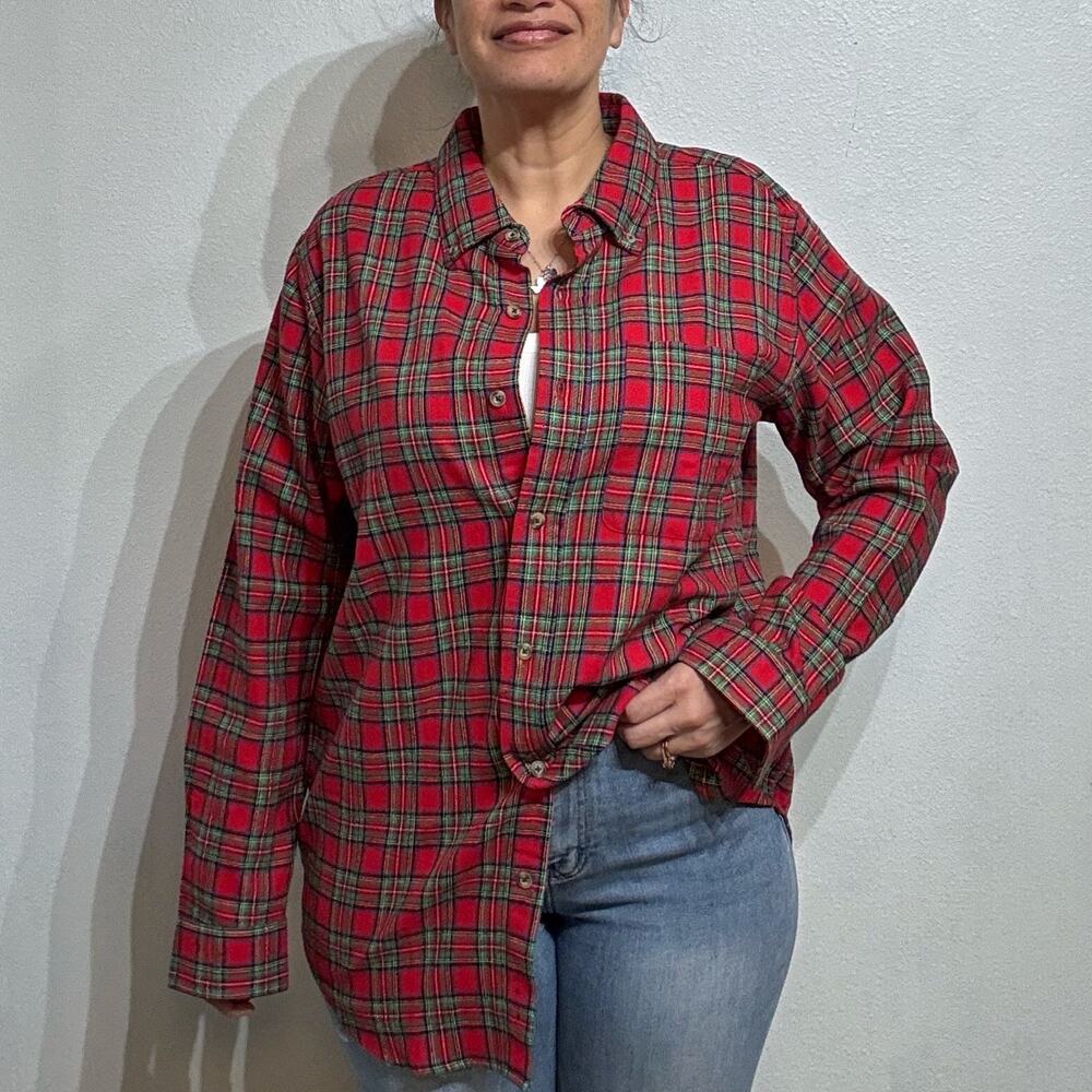 Magellan Outdoors Red Plaid Long Sleeve Button Down Shirt Sz L